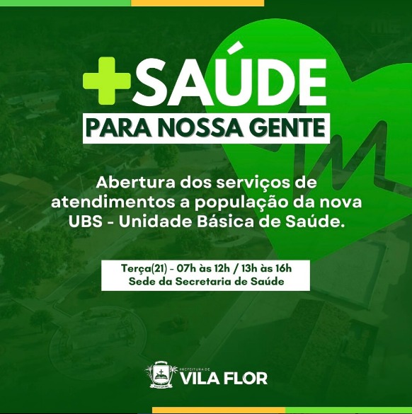 Amanhã, terça(21), tem a abertura dos atendimentos da nova UBS – Unidade Básica de Saúde.